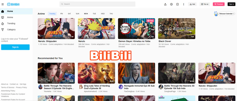 Bilibiliのスクリーンショット