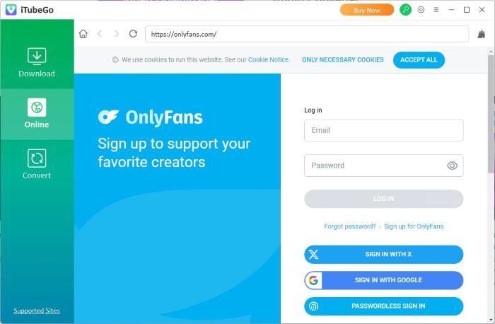 iTubeGo OnlyFans ダウンロード